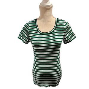 NWT J Crew Green Striped Top SMALL